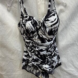Miraclesuit Black and White & silver One Piece Swimsuit